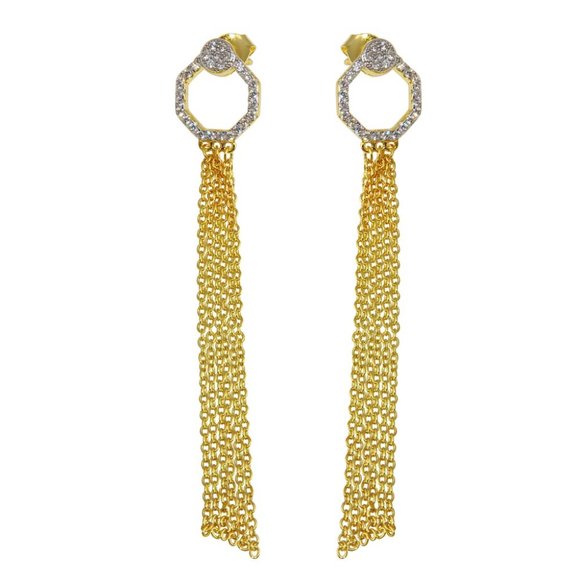 Silver 925 Gold Plated Open Circle CZ Teardrop